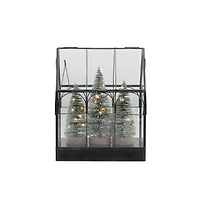 Black Christmas Tree Greenhouse LED Lighted Lantern by Ashland®