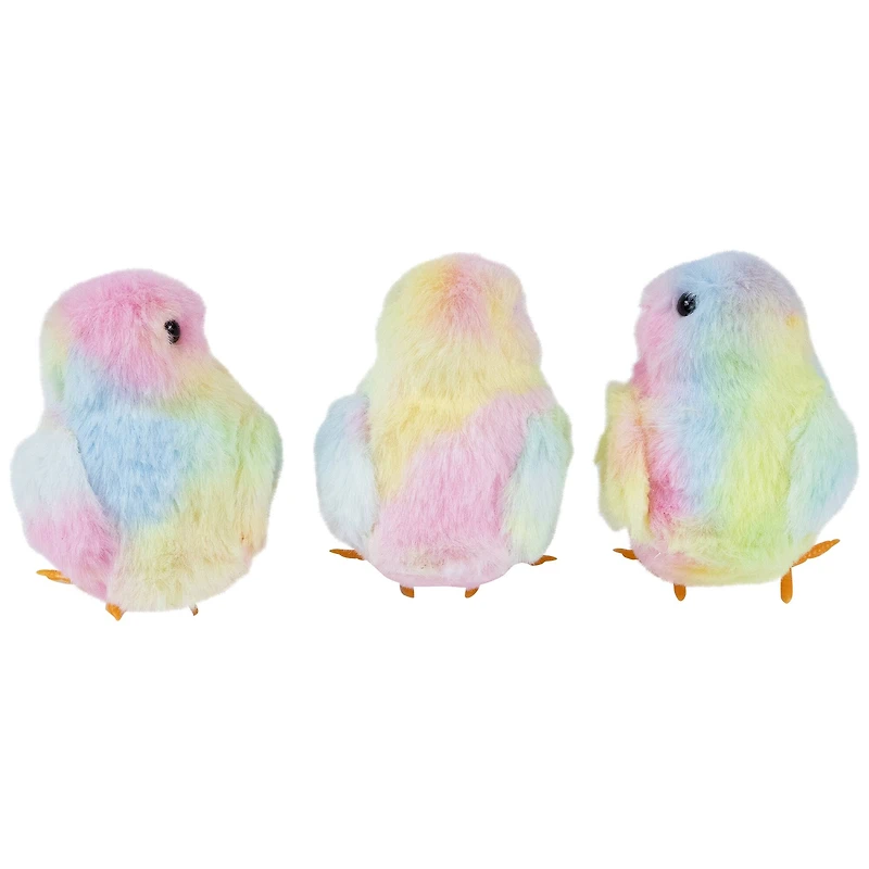 4.5" Plush Tie Dye Easter Chick Figurines, 3ct.