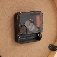 11" Light Brown Wood Clock with Curved Black Metal Stand & Base