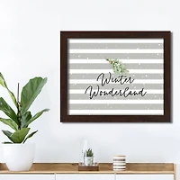 20" Winter Wonderland Gray Stripes Black Framed Print Wall Art