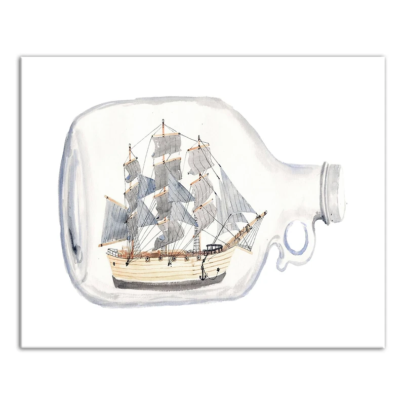 Boat In A Bottle 20" x 16" Canvas Wall Art