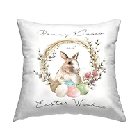 Stupell Industries Bunny Kisses Easter Wishes Decorative Printed Throw Pillow