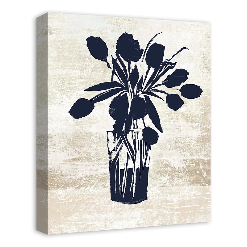 Navy Flower Vase 16" x 20" Canvas Wall Art