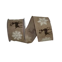 Reliant 2.5" x 10yd. Reindeer Linen Flake Wired Ribbon