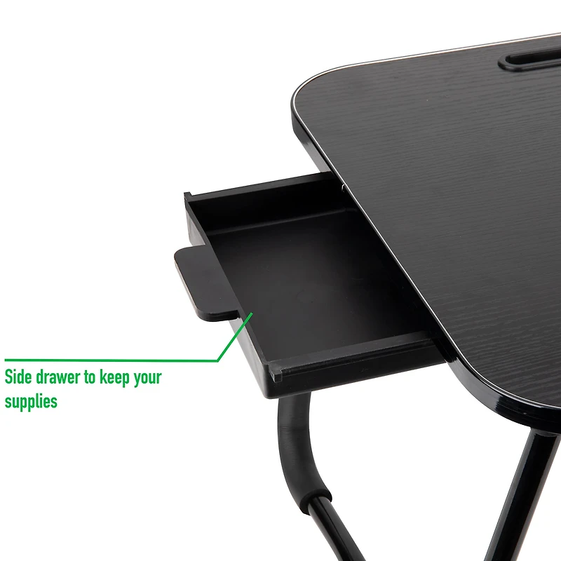 Mind Reader Black Foldable Lap Tray with Storage Drawer
