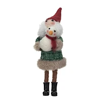 Hello Honey® 7.75" Wool Felt Santa in Plaid Winter Coat with Snowman