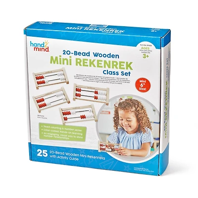 Hand2mind® 20-Bead Wooden Mini Rekenrek Class Set, 25ct.