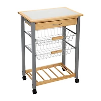 Organize It All Rolling Kitchen Cart with Wine Rack