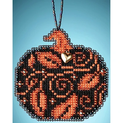 Mill Hill Glowing Pumpkin Ornament Beaded Counted Cross Stitch Kit