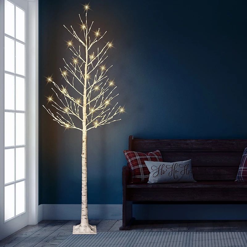 8ft. Pre-Lit White Artificial Twig Christmas Tree, Clear Lights