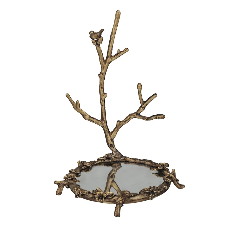 Hello Honey® 8.25" Gold Antique Pewter Jewelry Holder with Bird Detail