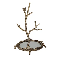 Hello Honey® 8.25" Gold Antique Pewter Jewelry Holder with Bird Detail