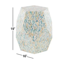 19'' Mussel Shell and Wood Contemporary Accent Table