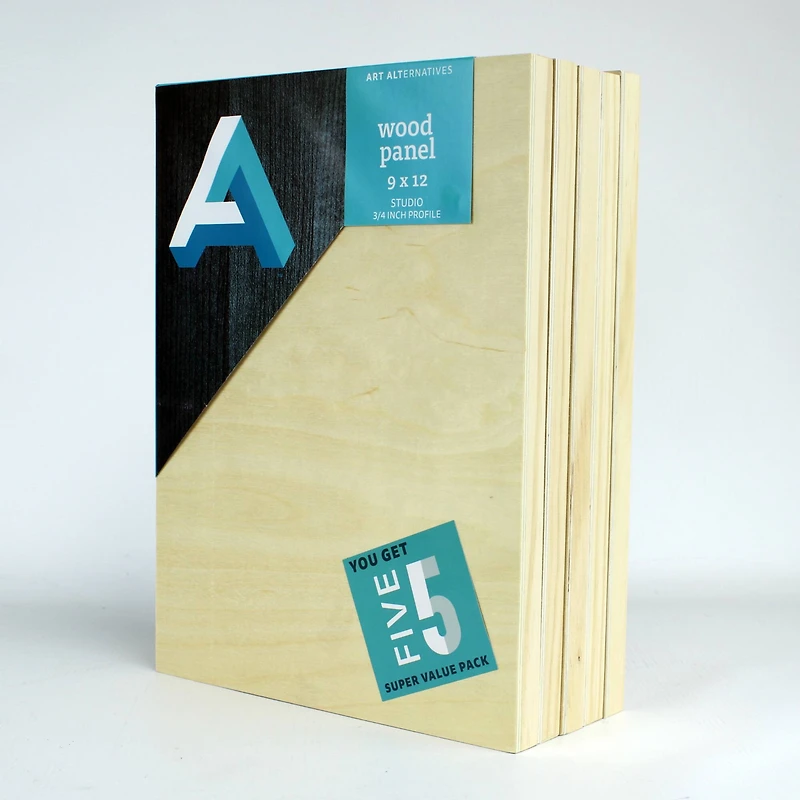 Art Alternatives 5 Pack 9" x 12" Value Pack Classic Studio Wood Panel
