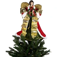 18" Unlit Red and Green Angel with Wreath Christmas Tree Topper