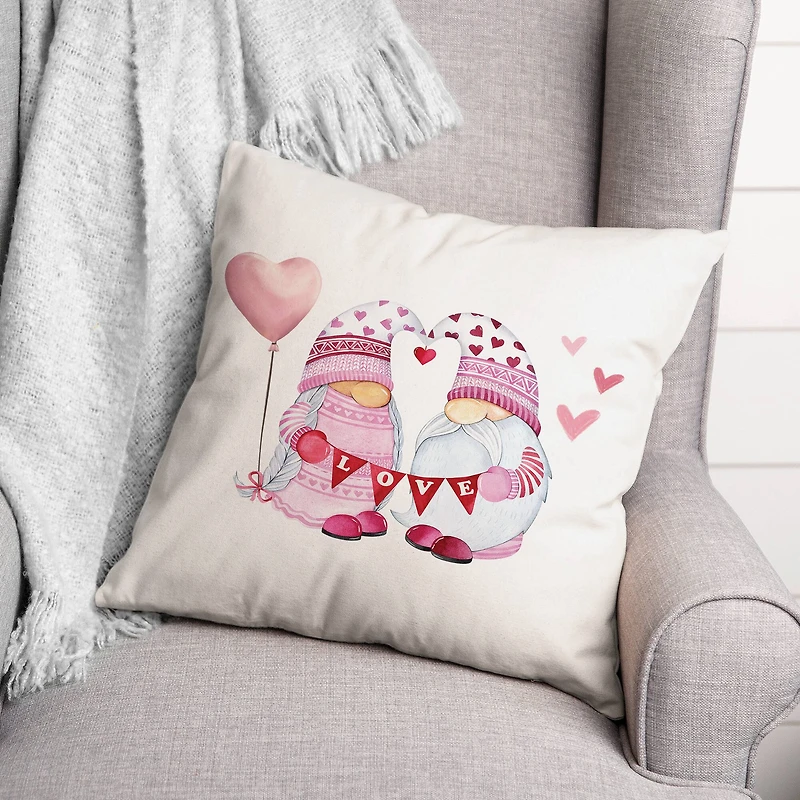 Valentine Gnomes Throw Pillow