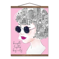 City On My Mind Sketch Teak Hanging Canvas