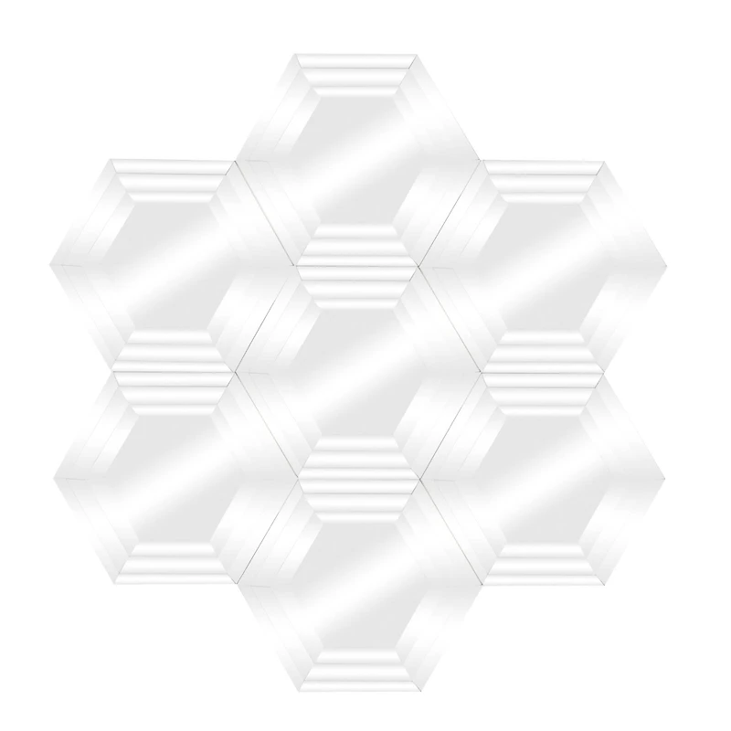 41" Silver Glass Glam Hexagon Wall Mirror