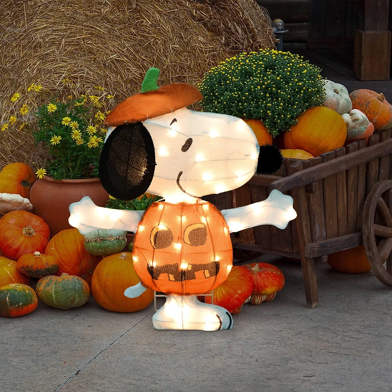 24" LED Peanuts Snoopy in Jack-O-Lantern Yard Art