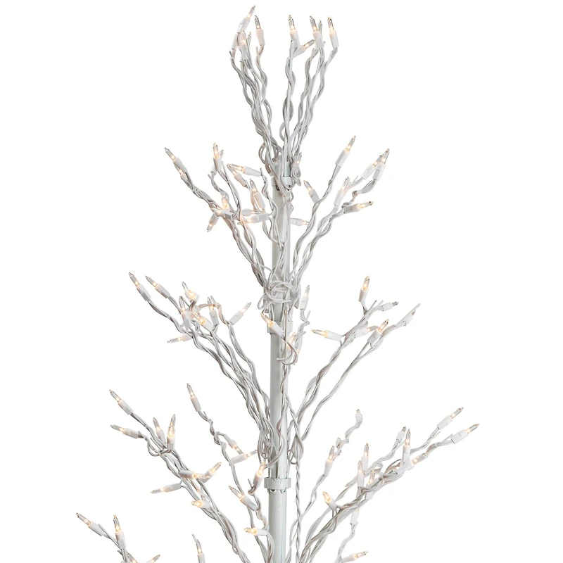 6ft. Pre-Lit White Cascade Twig Artificial Christmas Tree, Clear Lights