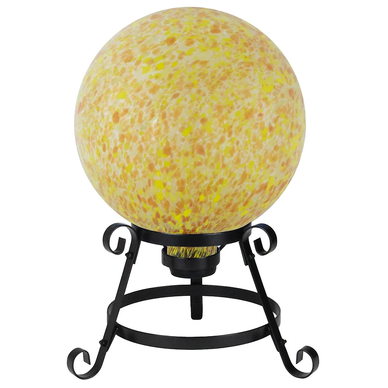 10" Orange and Yellow Speckled Glass Garden Gazing Ball