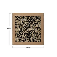 Hello Honey® 19" Black and Natural Modern Wood Framed Abstract Wall Art with Glass Cover