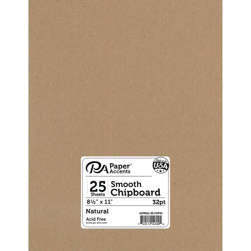 PA Accents™  XL Heavy 32pt. Natural Chipboard, 8.5" x 11"