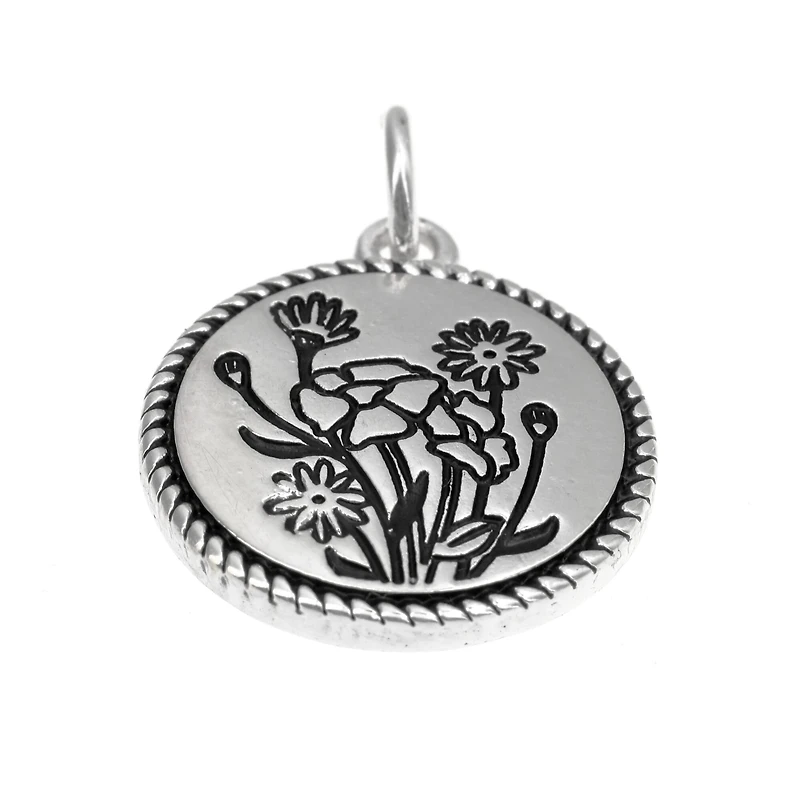 Silver Plated Antique Flowers Charm by Bead Landing™