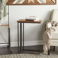 Brown Metal Rustic Accent Table 26" x 19" x 11"