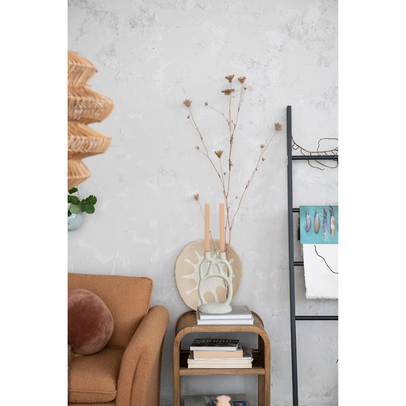 Hello Honey® 12" Ivory Modern Sculptural Double Taper Candle Holder