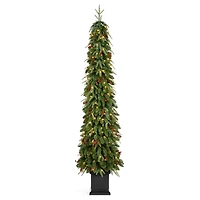 Glitzhome® 7ft Pre-lit Green Artificial Christmas Porch Tree, Warm White Lights