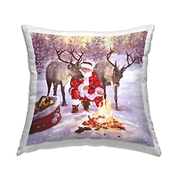 Stupell Industries Warm Christmas Campfire Santa Throw Pillow
