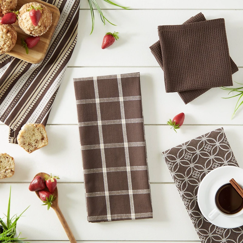 DII® Assorted Dark Brown Dishtowel & Dishcloth (Set of 5)