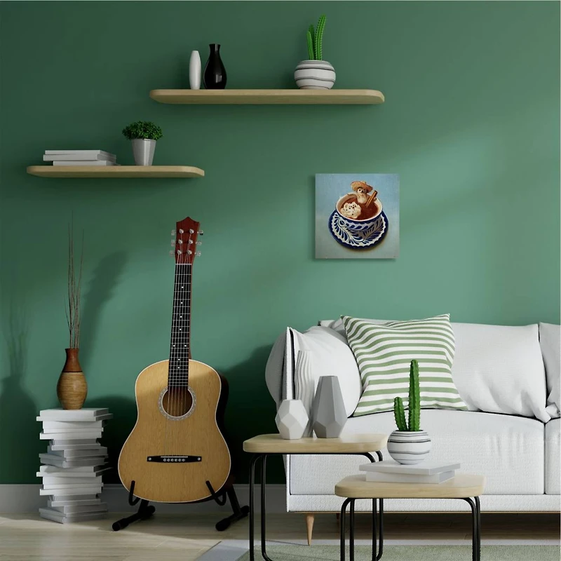 Stupell Industries Chihuahua Hot Chocolate Pet Animal Humor Café Canvas Wall Art