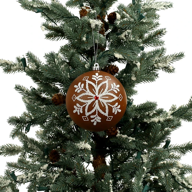 2 Pack 4.7" Gingerbread Snowflake Shatterproof Ball Ornaments by Ashland®
