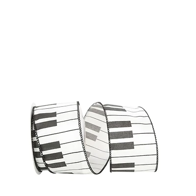 JAM Paper 2.5" x 10yd. White & Black Piano Keys Wired Ribbon