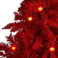 5ft. Pre-Lit Red Flocked Fraser Fir Artificial Christmas Tree with Red Lights