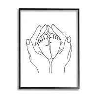 Stupell Industries Hands Holding Baby Feet Minimal Line Drawing in Frame Wall Art