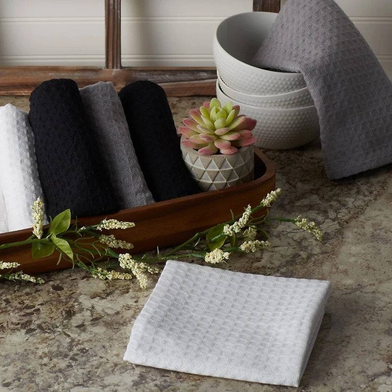 DII® Mixed Neutrals Recycled Cotton Waffle Dishtowels, 6ct.