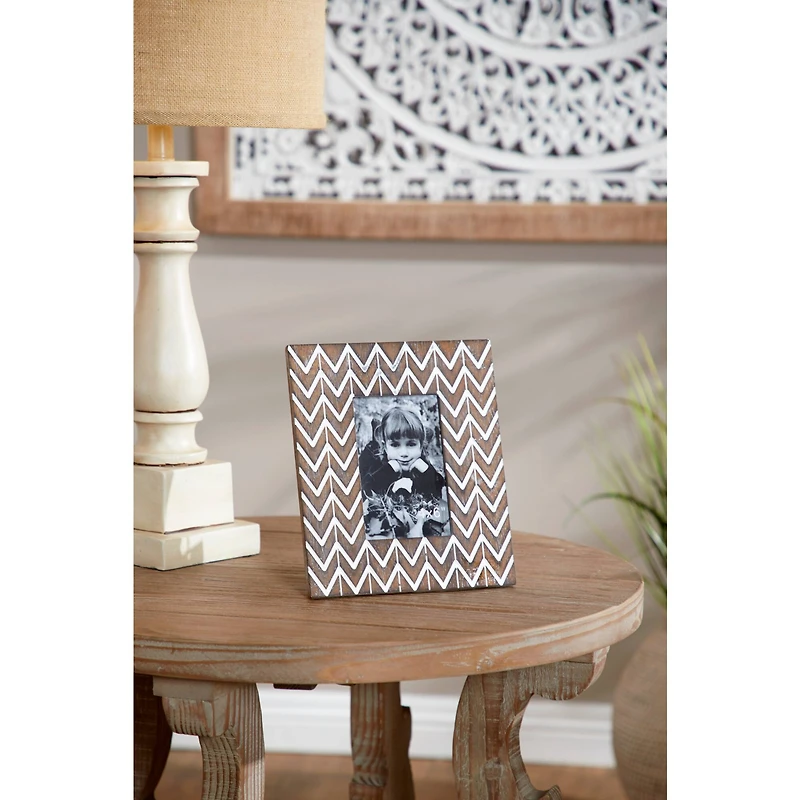 2 Pack Brown & White Chevron Modern 8" x 9" Frame