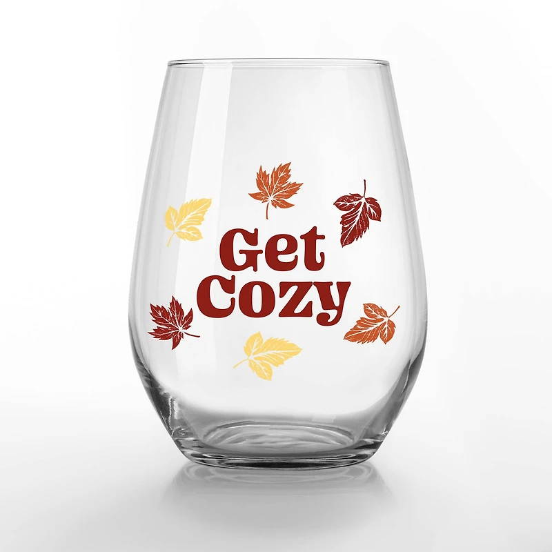 Get Cozy 15oz. Printed Stemless Wine Glass