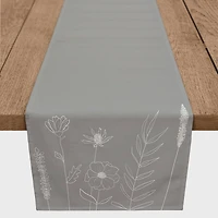 Handdrawn Flowers On Indoor/Outdoor Table Runner