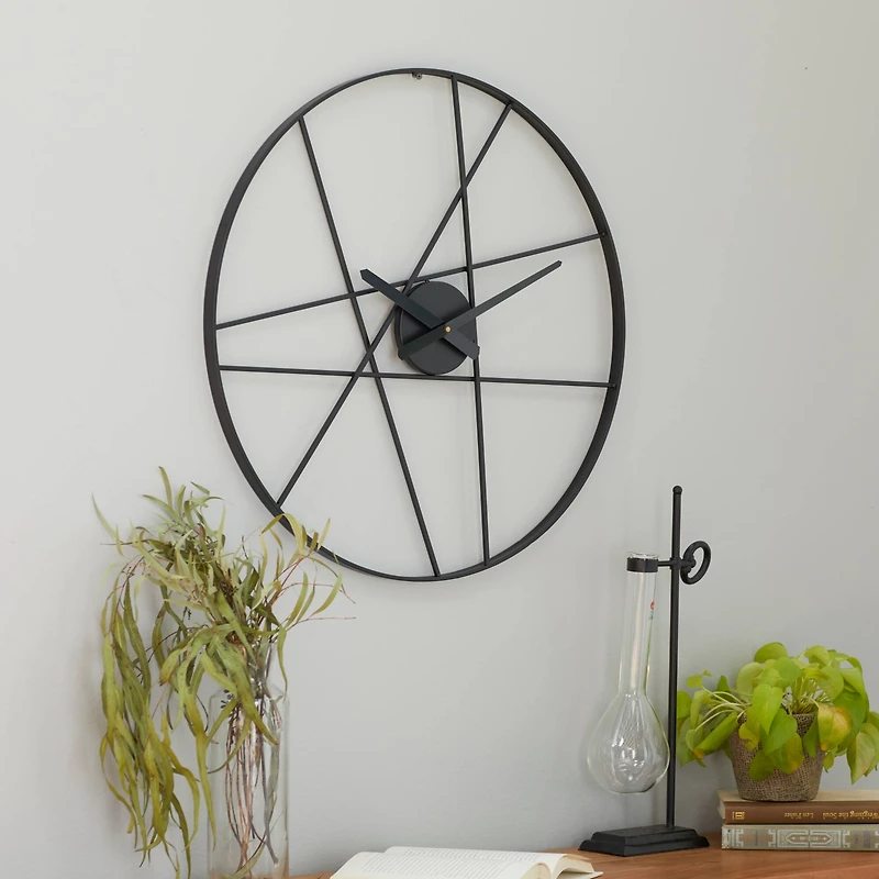 CosmoLiving by Cosmopolitan 24" Black Metal Contemporary Wall Clock