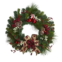 24in. Christmas Pine, Pinecone & Ornaments Wreath