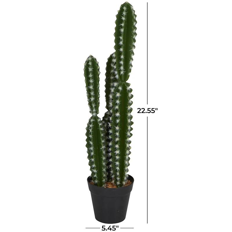 The Novogratz 23" Green Faux Foliage Cactus Artificial Plant With Black Round Pot