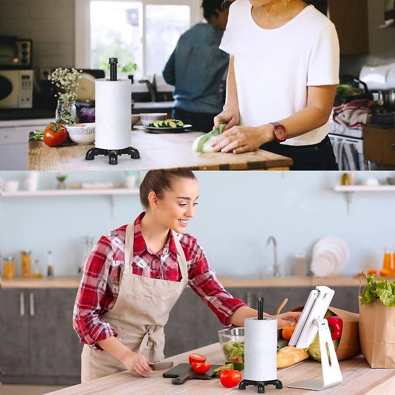 Black Standing Kitchen Industrial Pipe Paper Towel Holder