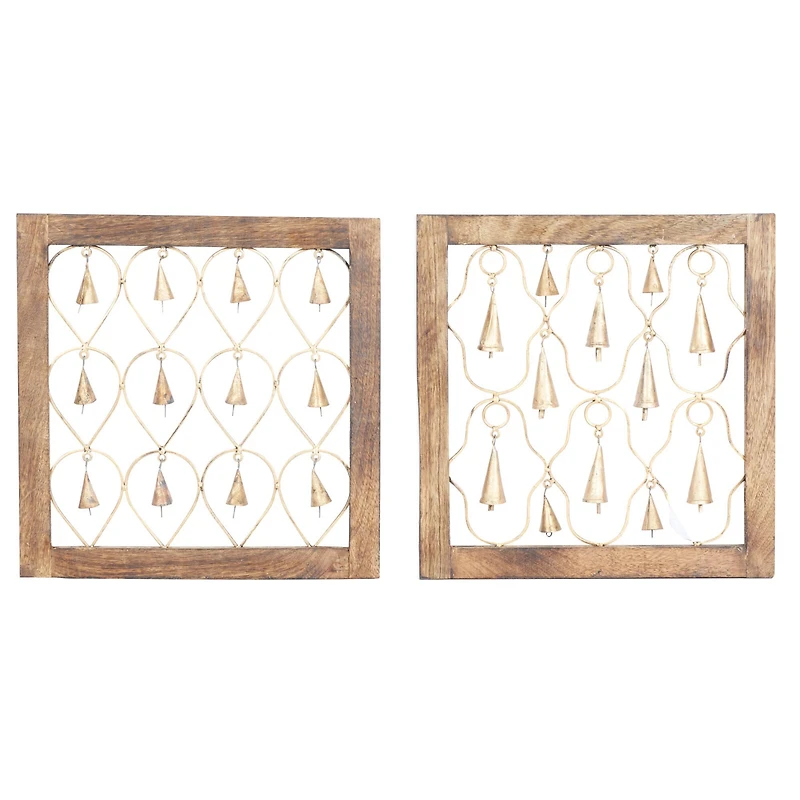 16" Brown Mango Wood Farmhouse Wall Decor, 2ct.