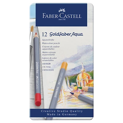 12 Pack: Faber-Castell® 12 Color Goldfaber Aqua Watercolor Pencil Tin Set