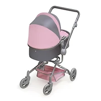 Badger Basket Gray & Pink Daydream Multi-Function Single Doll Pram & Stroller