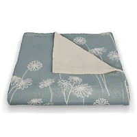 Blue & White Floral Fall Fleece Blanket